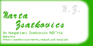 marta zsatkovics business card